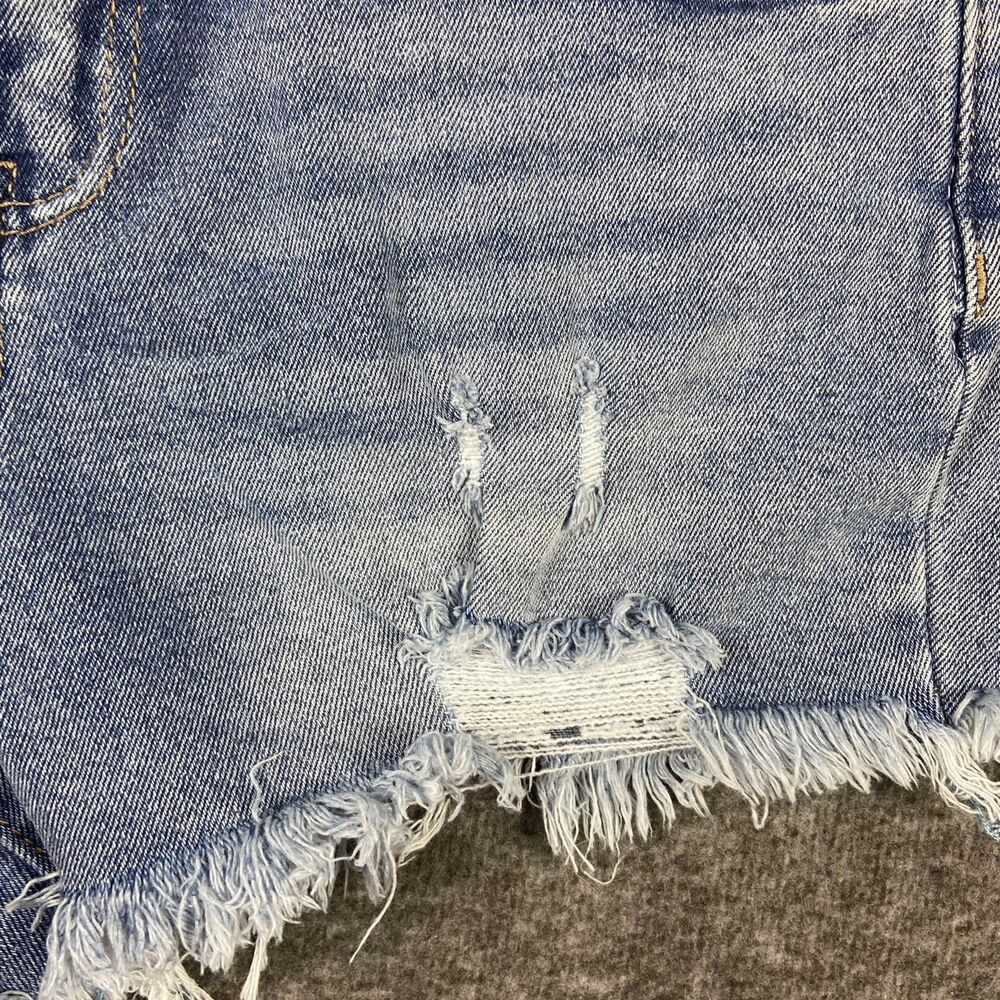 Almost Famous Cutoff Shorts Womens Juniors 9 High Rise Short Distressed Light - Picture 13 of 16